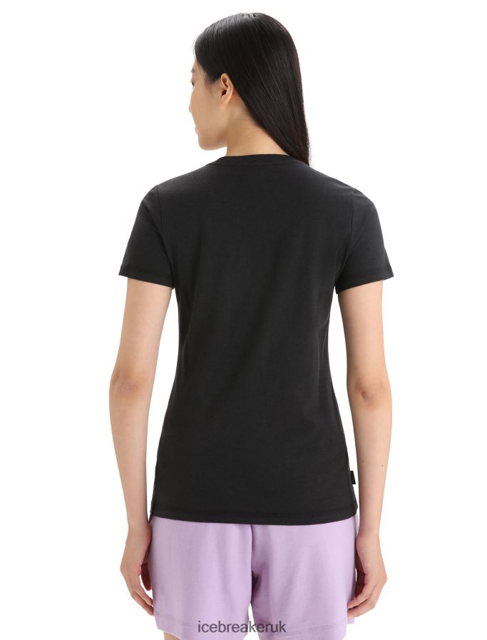 Icebreaker Women Merino Central Classic Short Sleeve T-Shirt Caravan Life Z04NXR662 Clothing Black - Image 2