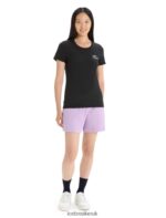 Icebreaker Women Merino Central Classic Short Sleeve T-Shirt Caravan Life Z04NXR662 Clothing Black - Image 3