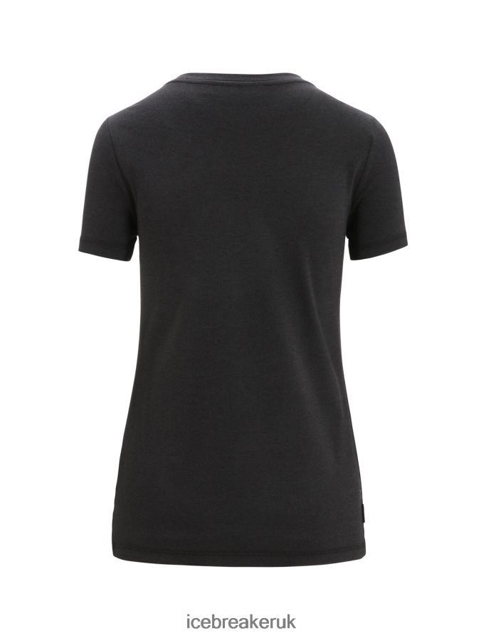 Icebreaker Women Merino Central Classic Short Sleeve T-Shirt Caravan Life Z04NXR662 Clothing Black - Image 7