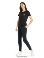 Icebreaker Women Merino Central Classic Short Sleeve T-Shirt Move to Natural Mountain Z04NXR831 Clothing Black - Image 2