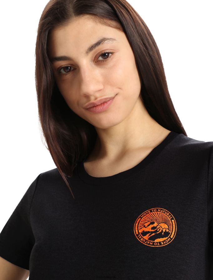 Icebreaker Women Merino Central Classic Short Sleeve T-Shirt Move to Natural Mountain Z04NXR831 Clothing Black - Image 1