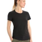 Icebreaker Women Merino Central Classic Short Sleeve T-Shirt Z04NXR651 Clothing Black