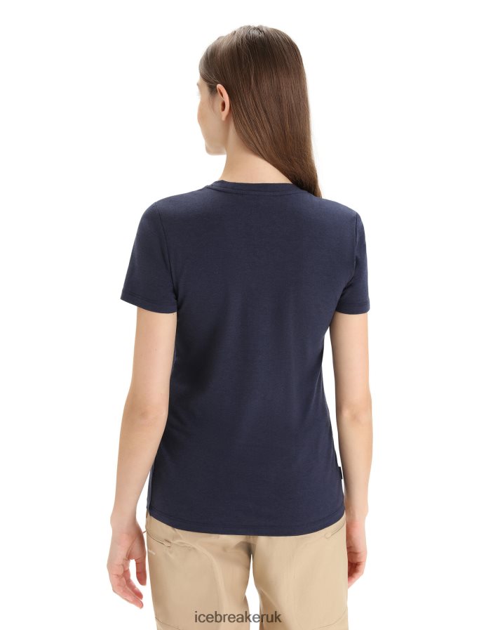 Icebreaker Women Merino Central Classic Short Sleeve T-Shirt Z04NXR653 Clothing Midnight Navy - Image 2
