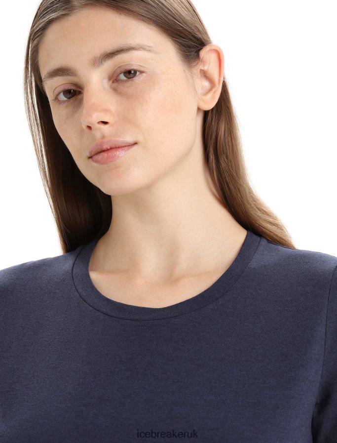Icebreaker Women Merino Central Classic Short Sleeve T-Shirt Z04NXR653 Clothing Midnight Navy - Image 4