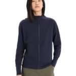 Icebreaker Women Merino Central II Long Sleeve Zip Z04NXR881 Clothing Midnight Navy