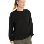 Icebreaker Women Merino Crush Long Sleeve Sweatshirt Z04NXR707 Clothing Black