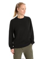 Icebreaker Women Merino Crush Long Sleeve Sweatshirt Z04NXR707 Clothing Black