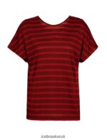 Icebreaker Women Merino Drayden Reversible Short Sleeve Top Stripe Z04NXR848 Clothing Espresso/Cherry - Image 7