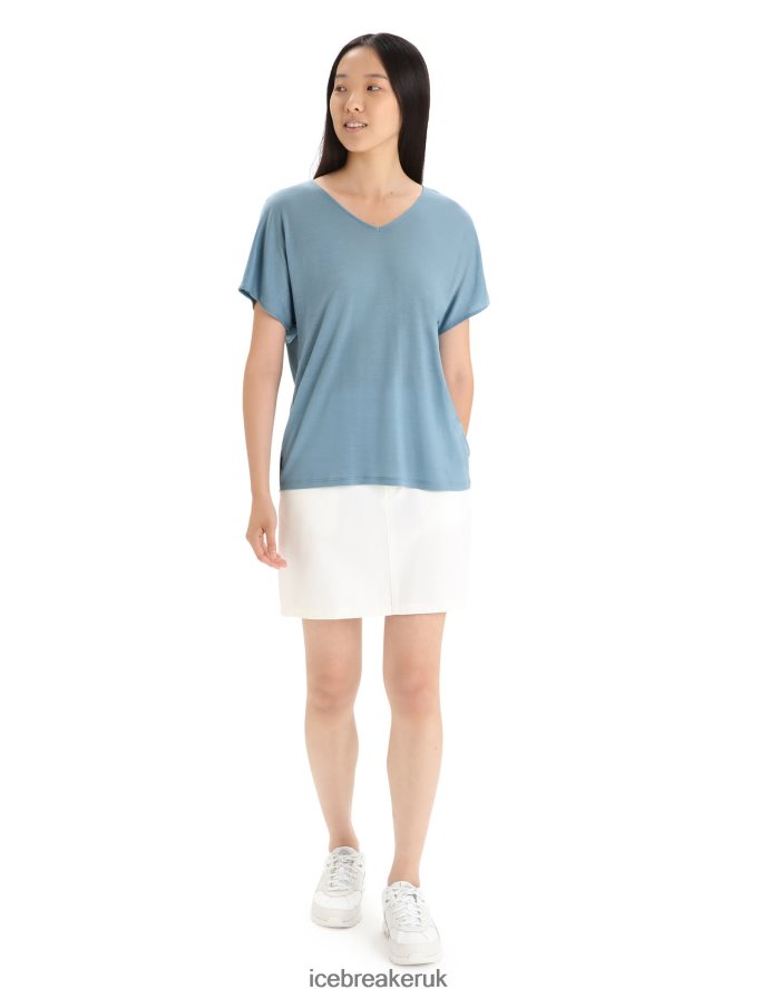 Icebreaker Women Merino Drayden Reversible Short Sleeve Top Z04NXR675 Clothing Astral Blue - Image 3
