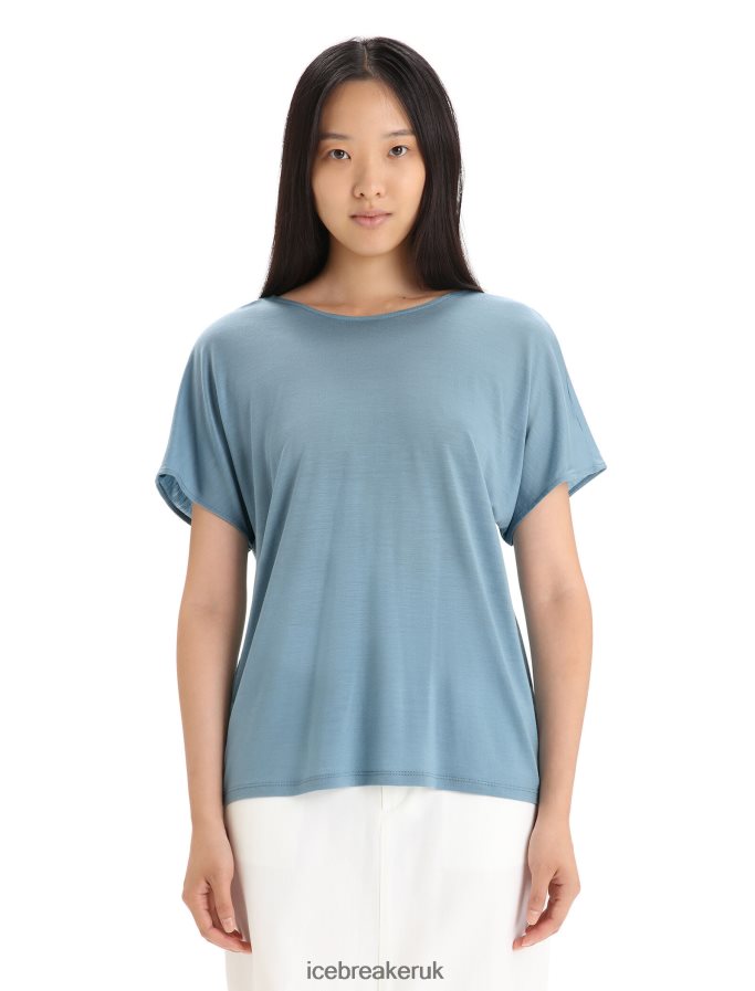 Icebreaker Women Merino Drayden Reversible Short Sleeve Top Z04NXR675 Clothing Astral Blue - Image 6