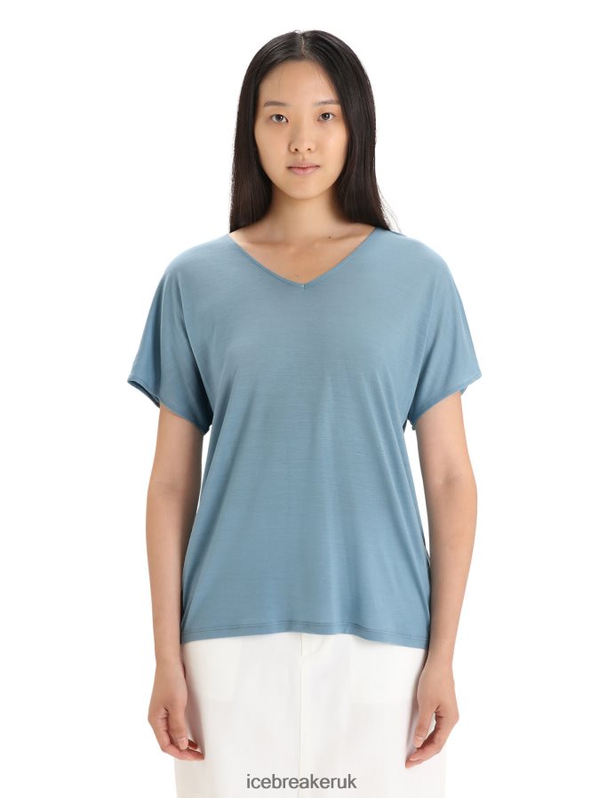 Icebreaker Women Merino Drayden Reversible Short Sleeve Top Z04NXR675 Clothing Astral Blue - Image 1