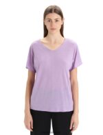 Icebreaker Women Merino Drayden Reversible Short Sleeve Top Z04NXR676 Clothing Purple Gaze