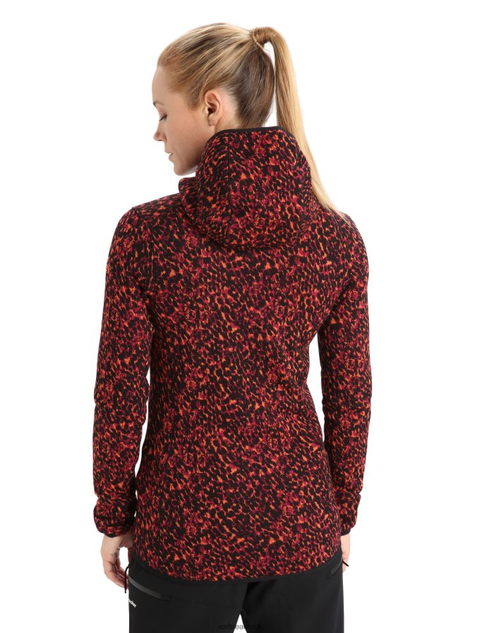 Icebreaker Women Merino Elemental Long Sleeve Zip Hood Lichen Jacket Z04NXR889 Clothing Black/Cherry - Image 2