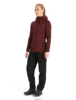 Icebreaker Women Merino Elemental Long Sleeve Zip Hood Lichen Jacket Z04NXR889 Clothing Black/Cherry - Image 3