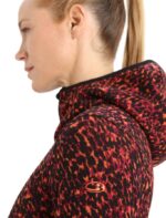 Icebreaker Women Merino Elemental Long Sleeve Zip Hood Lichen Jacket Z04NXR889 Clothing Black/Cherry - Image 5