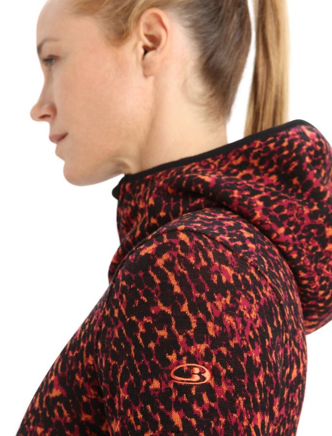 Icebreaker Women Merino Elemental Long Sleeve Zip Hood Lichen Jacket Z04NXR889 Clothing Black/Cherry - Image 5