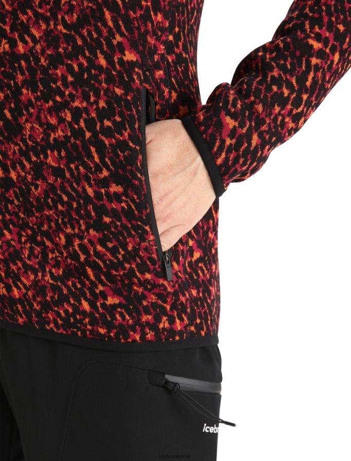Icebreaker Women Merino Elemental Long Sleeve Zip Hood Lichen Jacket Z04NXR889 Clothing Black/Cherry - Image 6