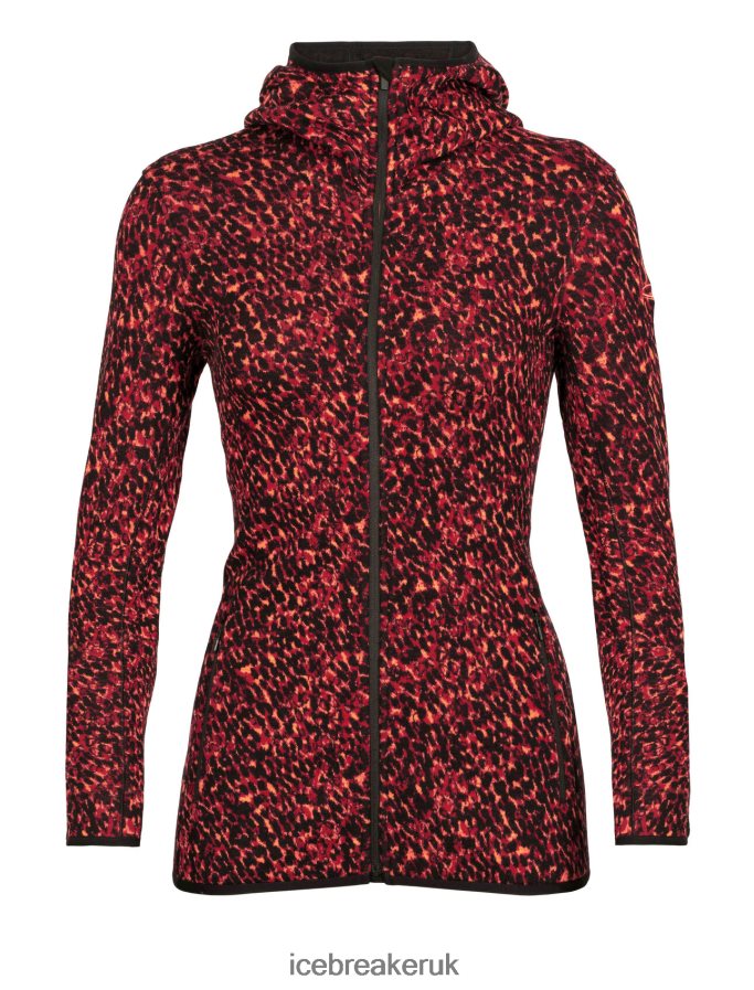 Icebreaker Women Merino Elemental Long Sleeve Zip Hood Lichen Jacket Z04NXR889 Clothing Black/Cherry - Image 8