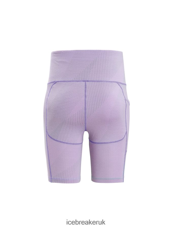 Icebreaker Women Merino Fastray High Rise Shorts Gridlines Z04NXR745 Clothing Purple Gaze/Fresh - Image 7