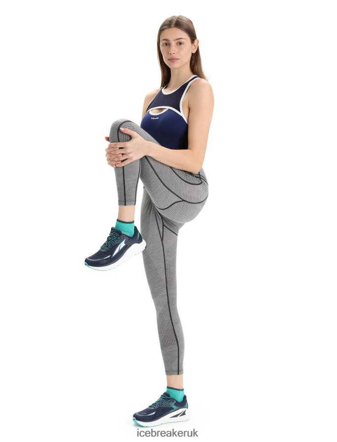Icebreaker Women Merino Fastray High Rise Tights Gridlines Z04NXR749 Clothing Metro Heather/Black - Image 3