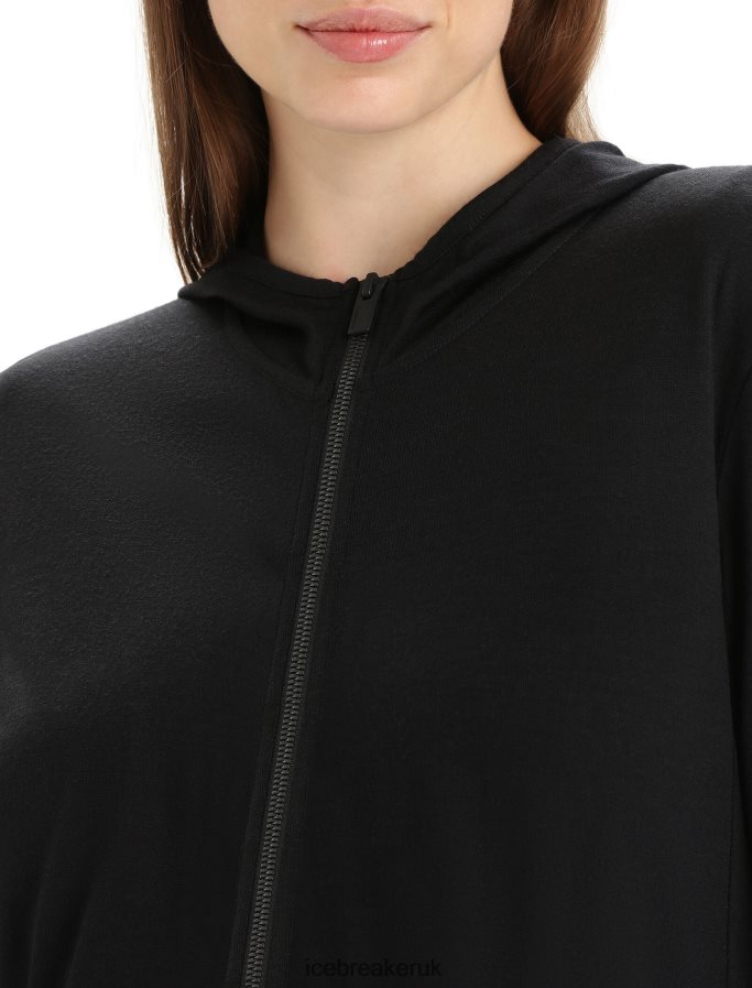 Icebreaker Women Merino Granary Long Sleeve Zip Hoodie Z04NXR716 Clothing Black - Image 4