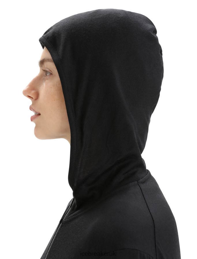 Icebreaker Women Merino Granary Long Sleeve Zip Hoodie Z04NXR716 Clothing Black - Image 6