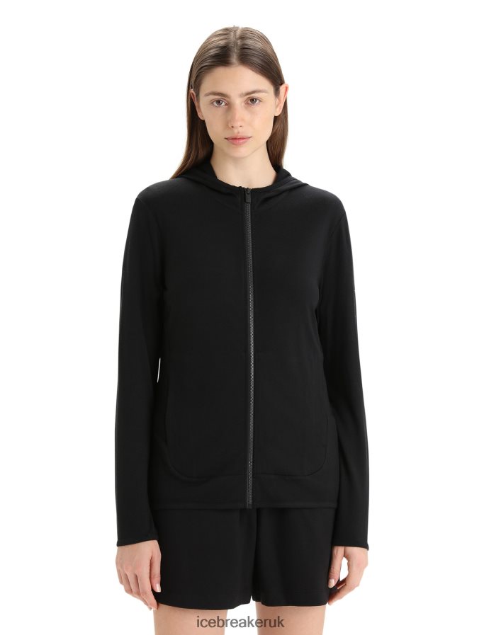 Icebreaker Women Merino Granary Long Sleeve Zip Hoodie Z04NXR716 Clothing Black - Image 1