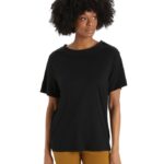 Icebreaker Women Merino Granary Short Sleeve T-Shirt Z04NXR624 Clothing Black