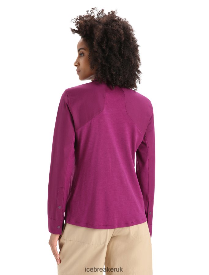Icebreaker Women Merino Hike Long Sleeve Top Z04NXR692 Clothing Go Berry - Image 2