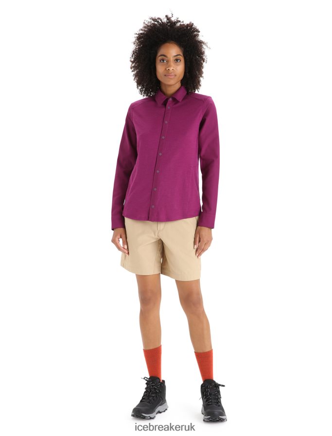Icebreaker Women Merino Hike Long Sleeve Top Z04NXR692 Clothing Go Berry - Image 3