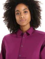 Icebreaker Women Merino Hike Long Sleeve Top Z04NXR692 Clothing Go Berry - Image 4