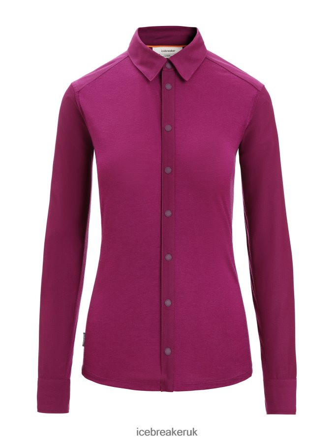 Icebreaker Women Merino Hike Long Sleeve Top Z04NXR692 Clothing Go Berry - Image 7