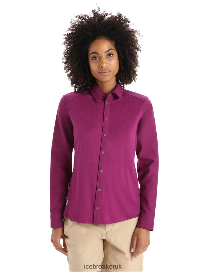 icebreaker_women_merino_hike_long_sleeve_top_z04nxr692_clothing_go_berry.jpg Icebreaker Women Merino Hike Long Sleeve Top Z04NXR692 Clothing Go Berry - Image 1
