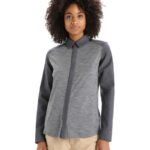 Icebreaker Women Merino Hike Long Sleeve Top Z04NXR693 Clothing Gritstone Heather/Monsoon
