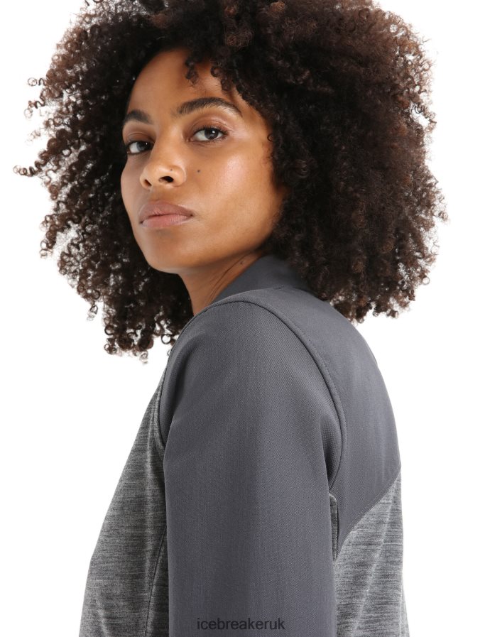 Icebreaker Women Merino Hike Long Sleeve Top Z04NXR693 Clothing Gritstone Heather/Monsoon - Image 4