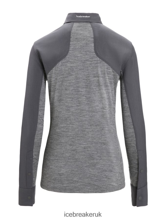 Icebreaker Women Merino Hike Long Sleeve Top Z04NXR693 Clothing Gritstone Heather/Monsoon - Image 9