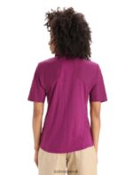 Icebreaker Women Merino Hike Short Sleeve Top Z04NXR649 Clothing Go Berry - Image 2