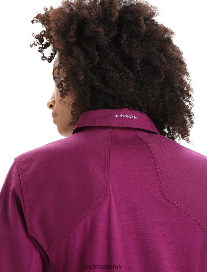 Icebreaker Women Merino Hike Short Sleeve Top Z04NXR649 Clothing Go Berry - Image 5