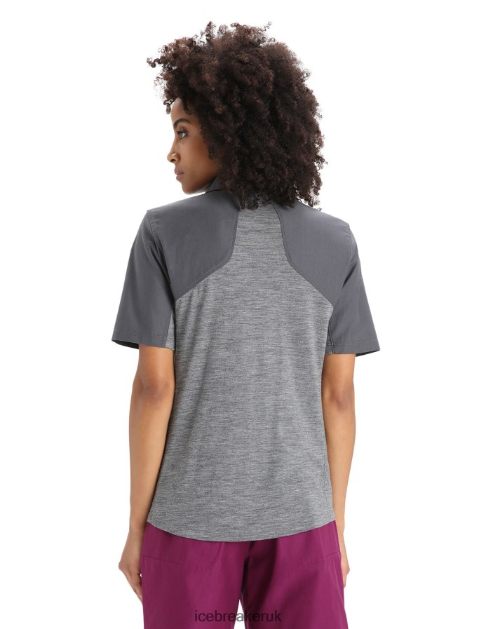 Icebreaker Women Merino Hike Short Sleeve Top Z04NXR650 Clothing Gritstone Heather/Monsoon - Image 10