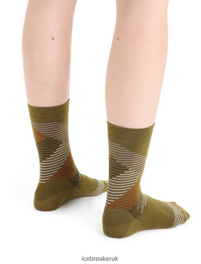 Icebreaker Women Merino Lifestyle Fine Gauge Crew Socks Dashes Z04NXR765 Accessories Algae/Purple Haze - Image 2