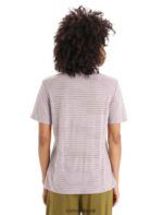 Icebreaker Women Merino Linen Short Sleeve T-Shirt Stripe Z04NXR643 Clothing Purple Gaze/Algae - Image 2