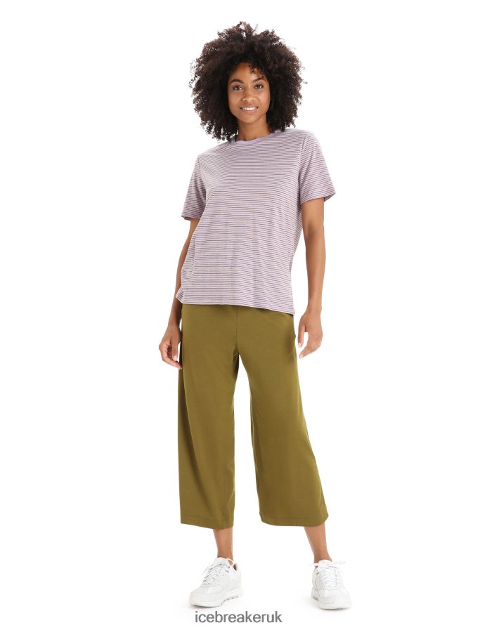 Icebreaker Women Merino Linen Short Sleeve T-Shirt Stripe Z04NXR643 Clothing Purple Gaze/Algae - Image 3
