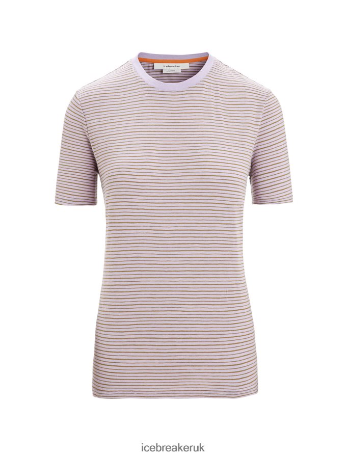 Icebreaker Women Merino Linen Short Sleeve T-Shirt Stripe Z04NXR643 Clothing Purple Gaze/Algae - Image 5
