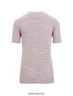 Icebreaker Women Merino Linen Short Sleeve T-Shirt Stripe Z04NXR643 Clothing Purple Gaze/Algae - Image 6