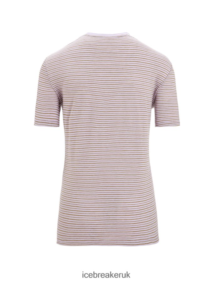 Icebreaker Women Merino Linen Short Sleeve T-Shirt Stripe Z04NXR643 Clothing Purple Gaze/Algae - Image 6