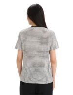 Icebreaker Women Merino Linen Short Sleeve T-Shirt Stripe Z04NXR644 Clothing Snow/Black - Image 2