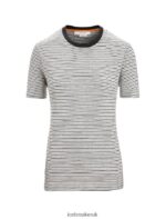 Icebreaker Women Merino Linen Short Sleeve T-Shirt Stripe Z04NXR644 Clothing Snow/Black - Image 5