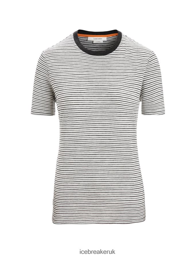 Icebreaker Women Merino Linen Short Sleeve T-Shirt Stripe Z04NXR644 Clothing Snow/Black - Image 5
