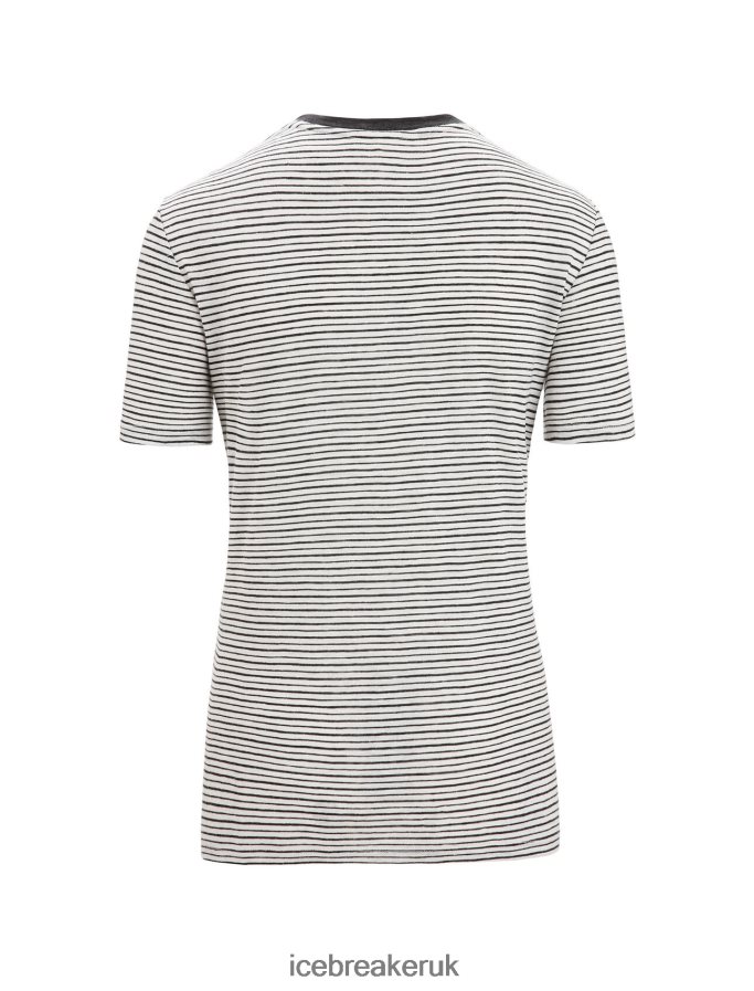 Icebreaker Women Merino Linen Short Sleeve T-Shirt Stripe Z04NXR644 Clothing Snow/Black - Image 6