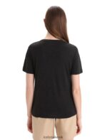 Icebreaker Women Merino Linen Short Sleeve T-Shirt Z04NXR674 Clothing Black - Image 2